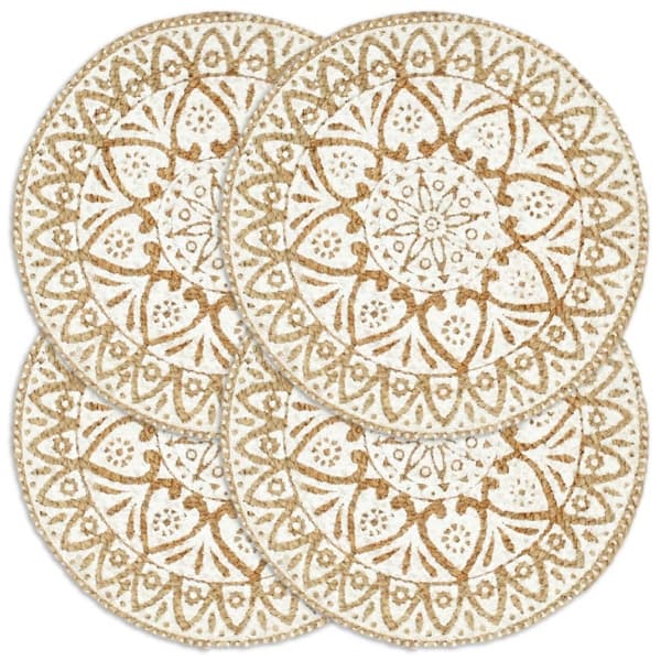 vidaXL Placemats 4 pcs white 38 cm round jute Vit white