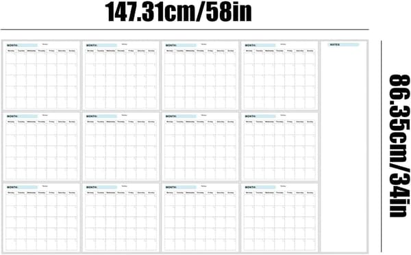Wall Planner, Wall Calendar, 12 Month Annual Dry-Erase Large Foldable Writable Surface, Planning Erase Boards for Office Home & S[DB]