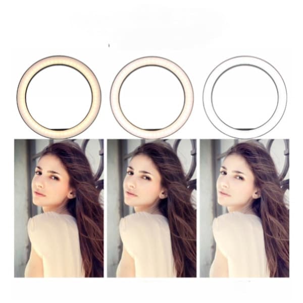26 cm LED-ringlys makeup-ringlys til video, studie, makeup, dæmpbar 3 lystilstande, let at bære og installere