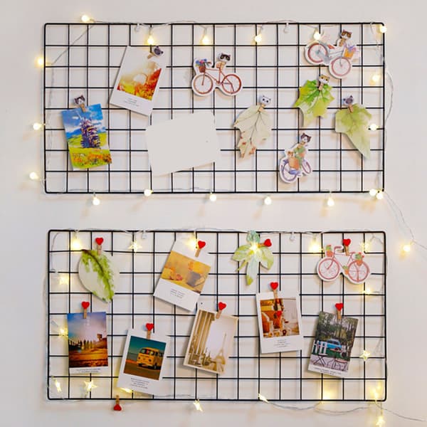 DIY Iron Frame Grid Wall Shelf Wall Mounted Mesh Panel Wall Art Display Organizer 0.5 0.5