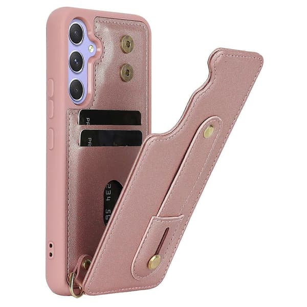 Case for Samsung Galaxy S25+ with Stand, Card Slots, Leather-Covered TPU Case with Shoulder Strap