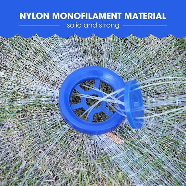 1 bærbar fiskegarn, amerikansk stil aluminiumsring, nylonmateriale; 3 meter diameter.