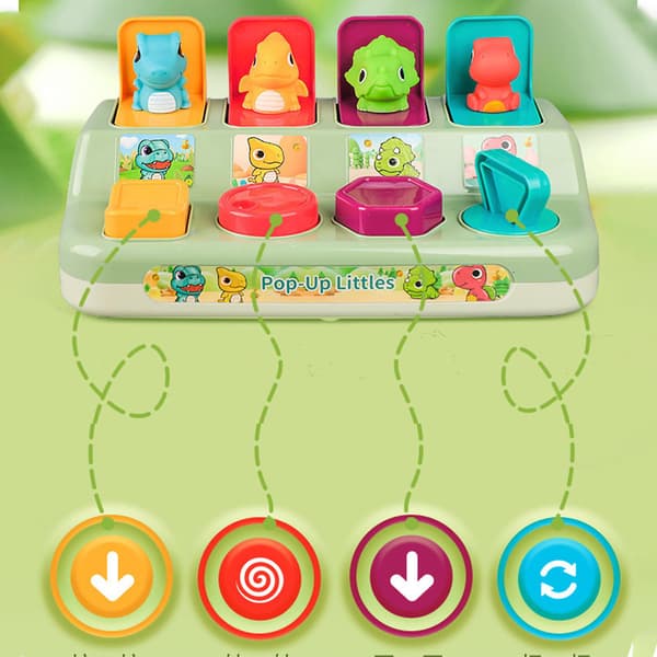 Söta dinosaurier Pop-up Babyleksaker Interaktiv Switchbox Knapplåda Baby Pedagogiska Leksaker För Barn Pedagogiska Presenter