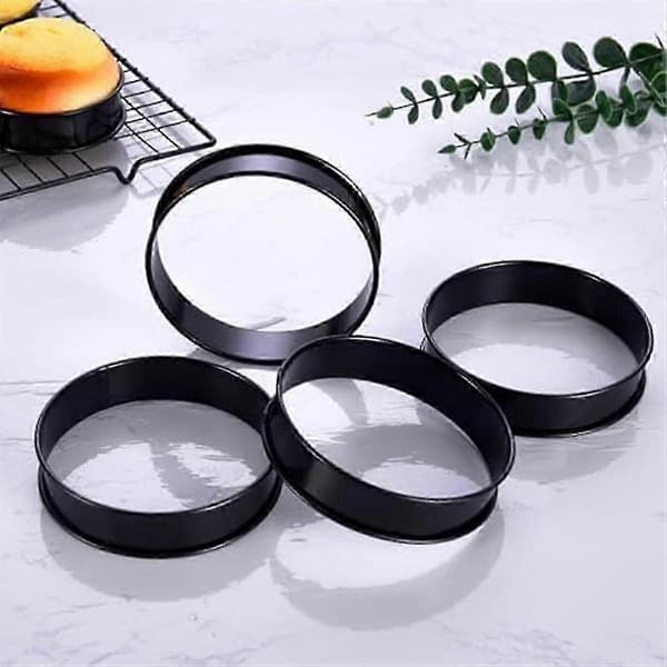 12-pak Nonstick Tærteringe - Dobbeltvalsede bageringe i rustfrit stål, 8 cm (3,15 tommer)