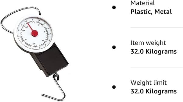 Bagagevægt til vejning af kufferter og bagage. 32 kg kapacitet.