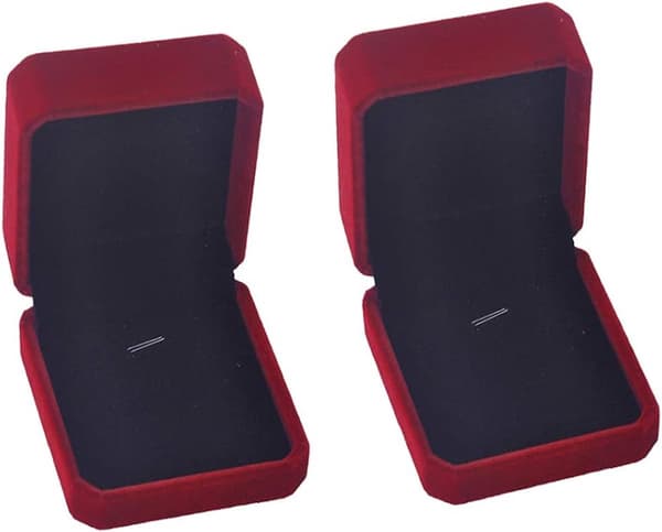 Velvet Jewelry Gift Box, Soft Flocked Ring Earring Pendant Storage Case for Wedding Proposal Valentine's Day Gift Wine Red 8 x 7 x 4 cm