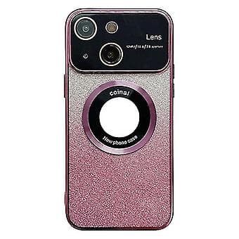 Iphone 14:lle Suuri Ikkuna Magsafe Gradientti Glitter Galvanointi Tpu Puhelinkotelo (Ruusunpunainen)
