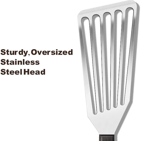 Stainless Steel Fish Spatula for Non-Stick Cookware, Slotted Fish Turner with Angled Head Design