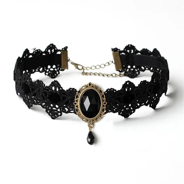 Choker Halsband Sammet Kedja SVART Svart