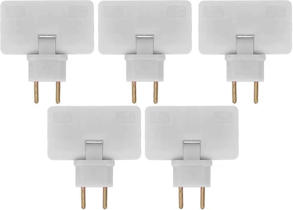 5 stk. flade trådløse stikkonvertere 180 graders rotation 1 til 3 EU-stikadapter 110-250V til placering bag møbler.