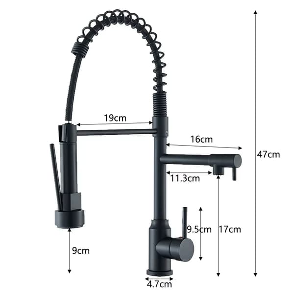 Kitchen Faucet with Pull-Out Spout - 2 Spray Modes, 360° Swivel Deck Mount, Hot/Cold - C