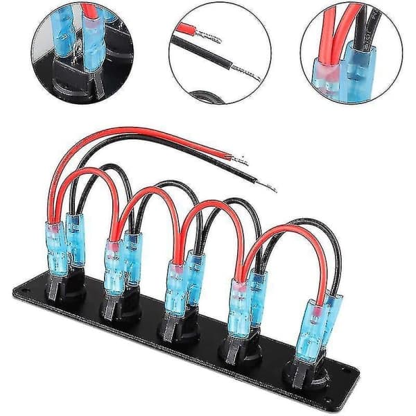 Vippebryterpanel med 5 forhåndsinnstilte vippebrytere for 12v 24v bil kjøretøy tilhenger lastebil S