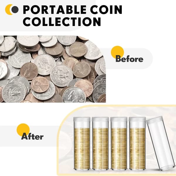 20 stykker Half Dollar Møntopbevaringsrør Klare Runde Beholdere Med Skruelåg til Møntsamlere og Samlingstilbehør