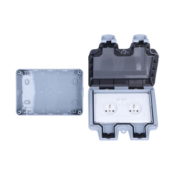 Outdoor Waterproof Socket French Standard Double Socket with Switch Power Accessories 250V 16A