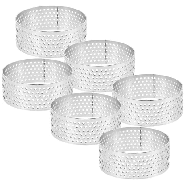 Kakeformer for baking, paiformer i rustfritt stål, 6 stk for hjemmebaking og forming [DB] Sølv Silver 5.00X5.00X2.00CM