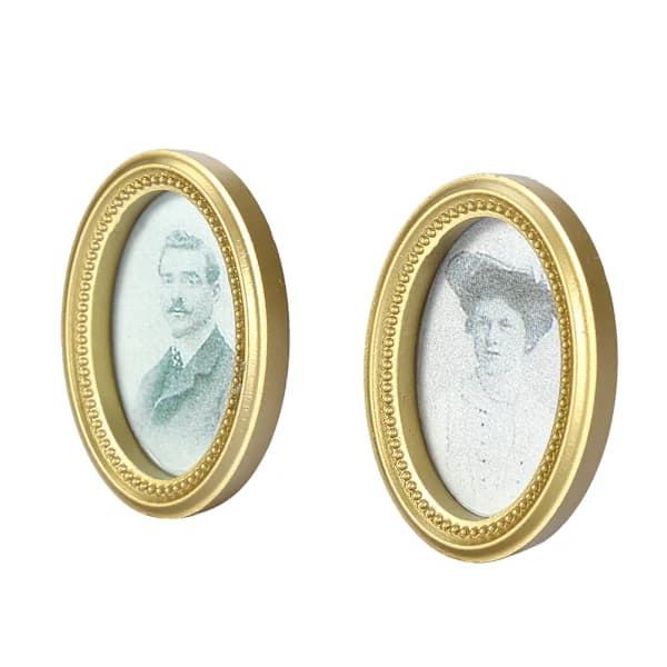 2 st/set Dockskåp Miniatyr Oval Ram Bild Foto Dockskåp DIY Tillbehör