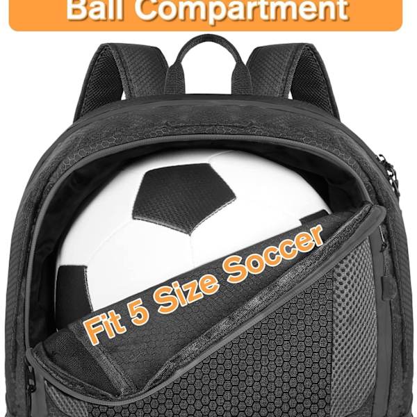 Football Backpack with Ball Compartment Black Grå