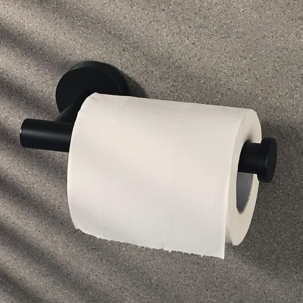 Toiletpapirholder i rustfrit stål Sus 304, vægmonteret, mat sort, til badeværelse og køkken