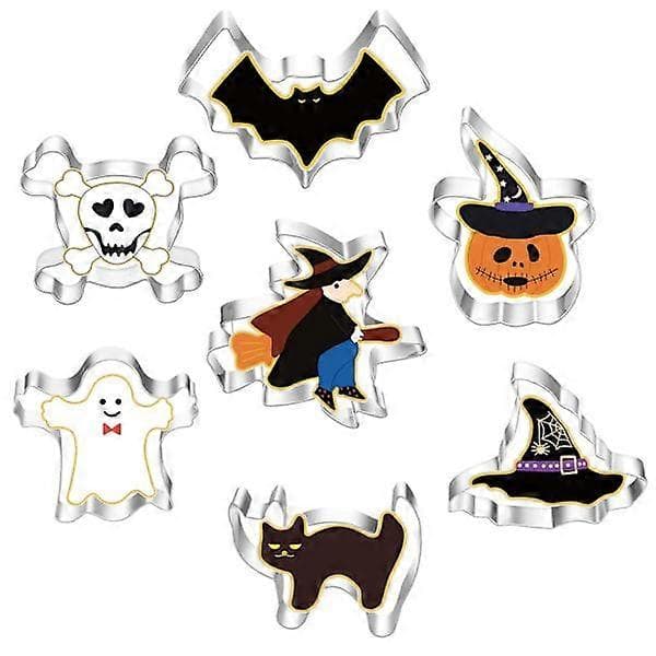 Halloween Pepperkakeformer Sett med 7 Pepperkakeformer i Rustfritt Stål