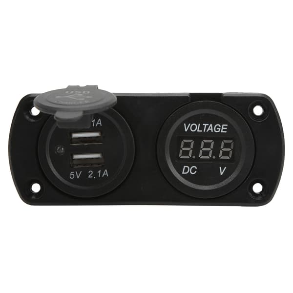 Quick Car Charger Voltmeter Dual USB 12‑24V Waterproof 2.1A Output Universal for Motorcycles Boats