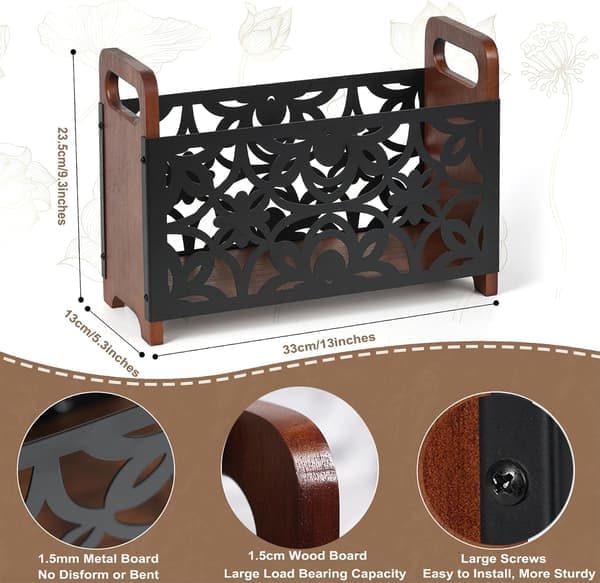 Magazine rack, freestanding magazine rack, display stand/storage basket for magazines and documents