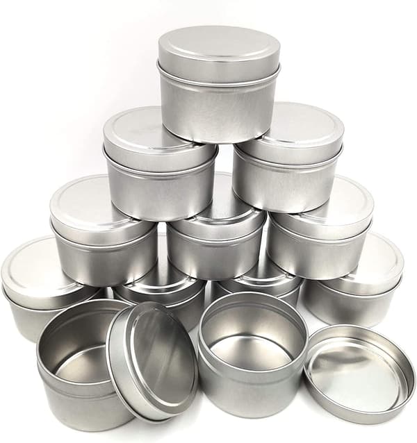 Candle Jars for Candle Making, 12-Pack Empty Metal Tins with Lids, DIY Candle Containers for Candle Making, Crafts, Storage, etc. (2oz, silver)