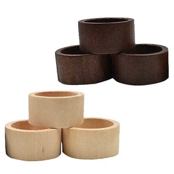 Boho servietringe Træ serviettholder Rustik stil Naturtræ 6 stk Boligindretning Bryllupsfest