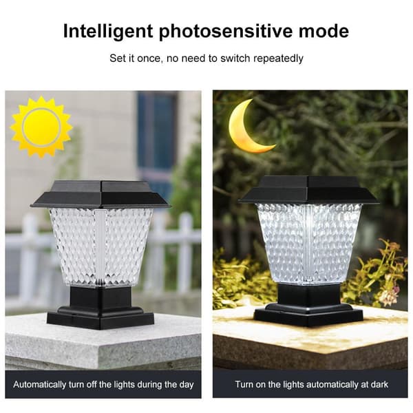 Solar LED Stolpelampe IP65 Vanntett Hage Utendørs Lampe[JUN]