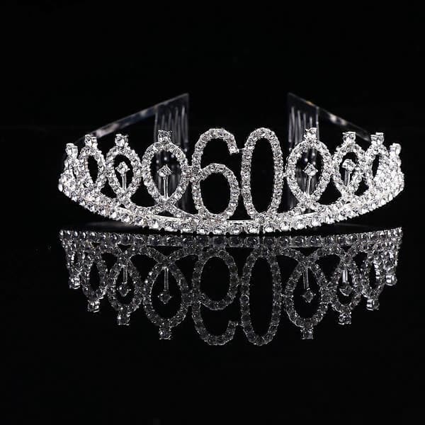 1 stk Rhinestone krone med legeringsinnlegg Hårkam Dekorativ krone Hår til 60-årsdag (Sølv) [DB] Sølv Silver