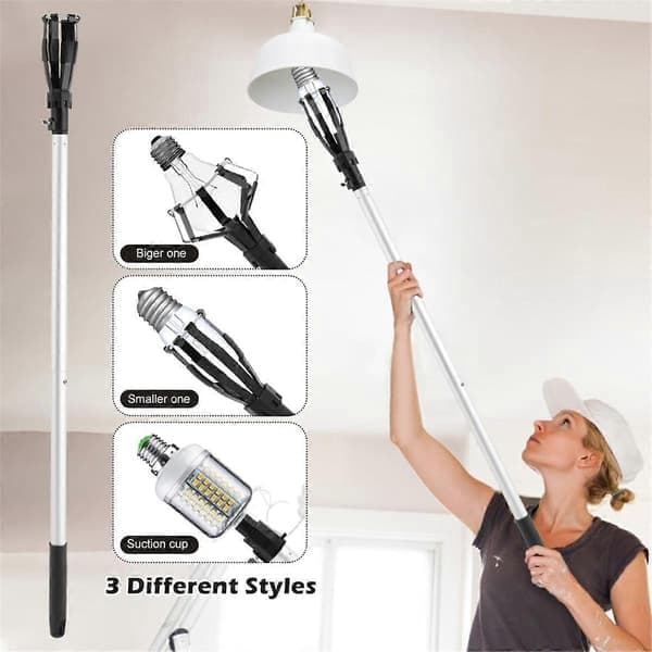 3-4M Mounted Light Bulb Changer for High Ceilings, Light Bulb Changer with Telescopic Pole, Basket