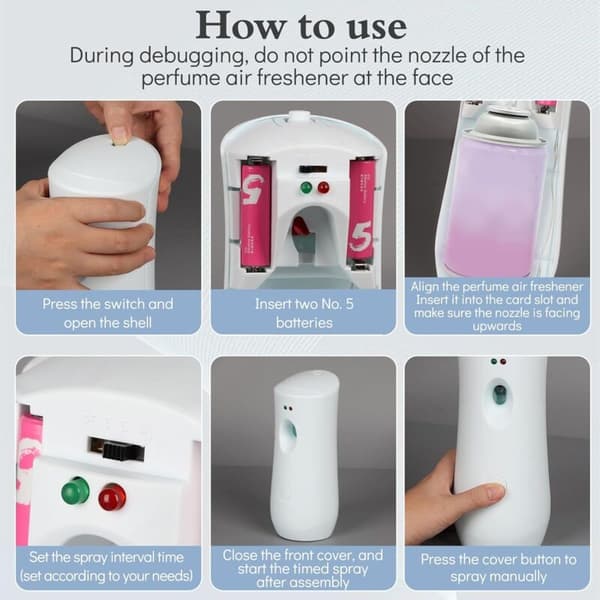 Automatic Scent Dispenser, Automatic Air Freshener for Home, 3 Adjustable Modes, Battery-Powered Scent Diffuser for Bedroom