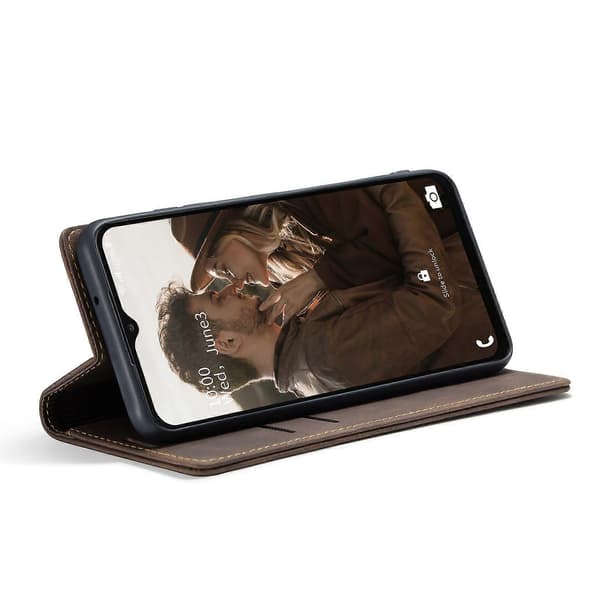 For Samsung Galaxy A23 CaseMe 013 Multifunksjonelt Horisontalt Flip Lær Telefondeksel [DB] Kaffe Coffee