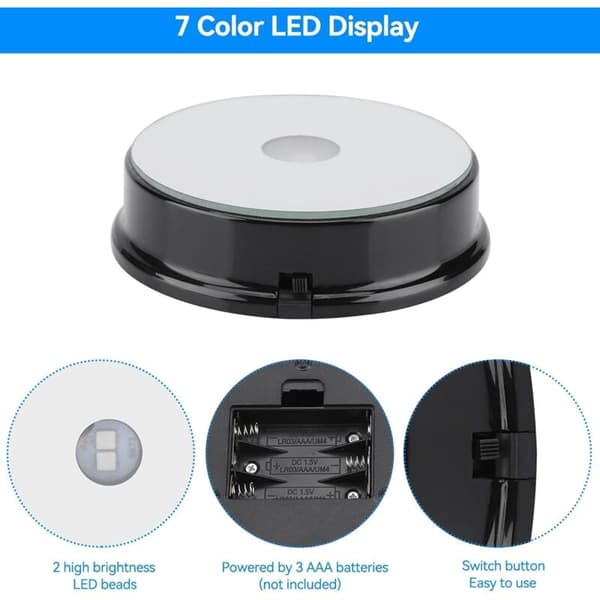 LED-lysbase, lysstativ, LED-lysbase, LED-lysstander, 7 farver LED-lysbaser, LED-displaybase LED-stativ displayplade til kunst