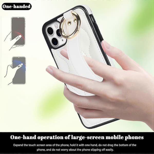 Deksel for iPhone 11 Pro Max Bølgemønster Armbånd Stativ PU+TPU Telefonbeskyttelse