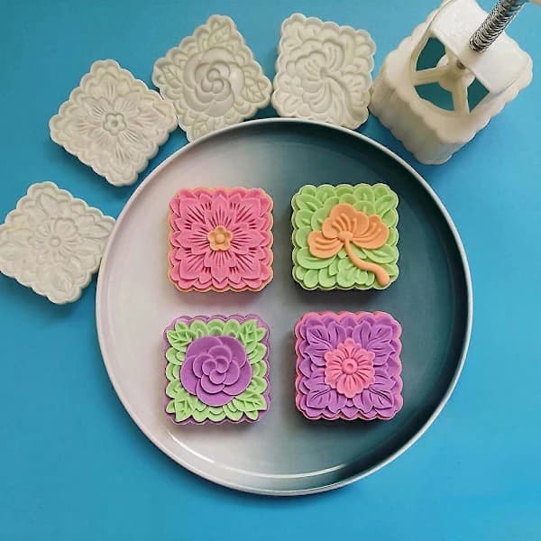 180g Plast Månekageforme, Blomsterstempler, Kageforme, DIY Bageværktøj