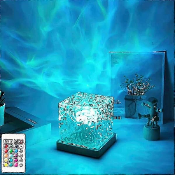 Dynamic Water Ripple Lamp with Light and Shadow Effects, 16 Color Changing LED Atmosphere Lamp, Rotating Water Ripple Lamp