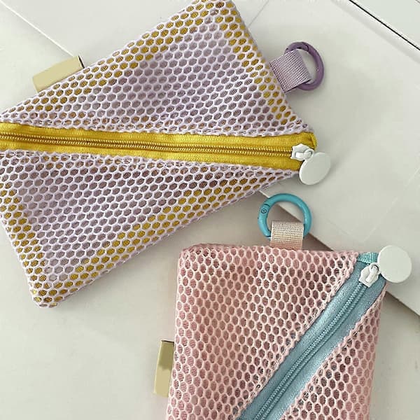 Mesh Coin Purse Lightweight and Breathable Change Pouch Storage Organizer for Coins and Small Items Light Pink Light pink