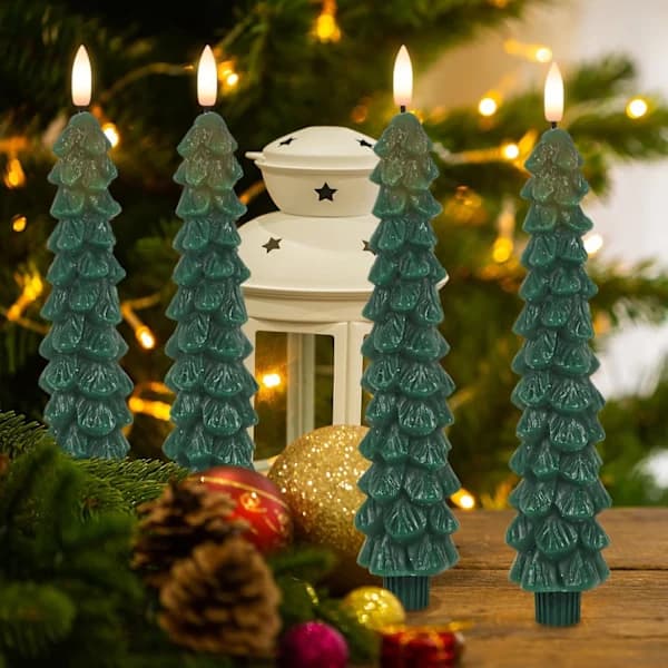 Flameless Taper Candles for Christmas Tree with Remote Control and Timer, LED Taper Candles with 3D Flame for Christmas Decoration