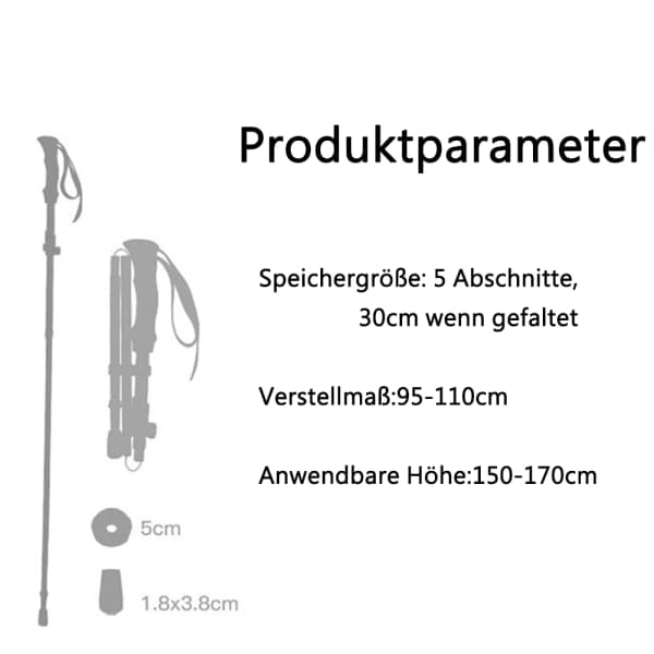 Sammenleggbare turstaver – justerbare, lette, teleskopiske