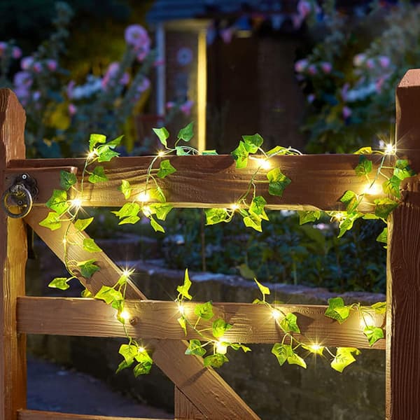 Ivy Light String, 2m 20 Ivy Garland LED Light String Leaf Light String Vine Light Wreath Artificial Green Leaf Party Wedding Garden Decor