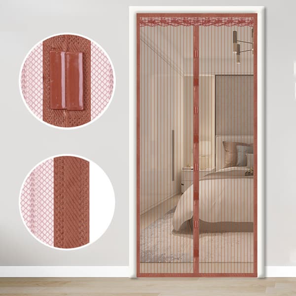 Magnetisk myggnetting for dør, 90x210cm, hvit Brun