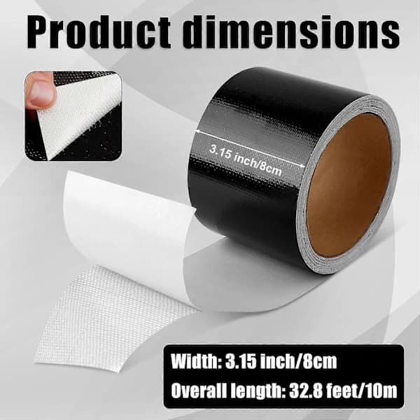 RV Markise Reparationstape Sort, 10 Meter x 8 cm Campingvogn Stofreparation