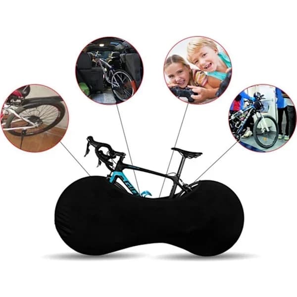 Waterproof Dustproof Bicycle Cover Stretch Polyester Spandex for Indoor Road Mountain Folding Bikes Black
