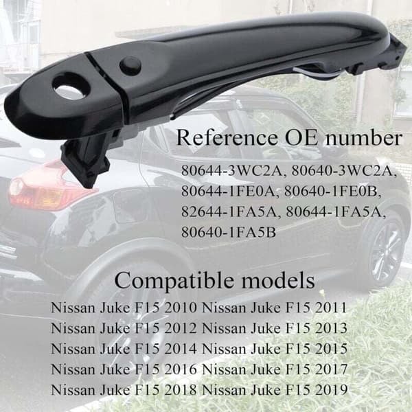 (Black) Outer Door Handle Front Right Driver Side Fits Nissan F15 2010-2022 80644-1FA5A 80644-3WC2A 80640-3WC2A..