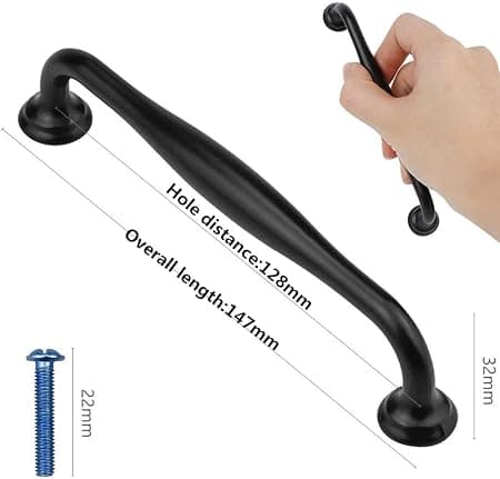 10-pack 128 mm kitchen handles, black cabinet door handles