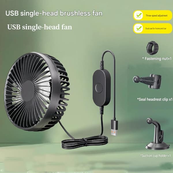 Universell 5V 360 graders rotasjon USB-bilvifte stor vind tre hastighetskontroll USB-bilvifte med sugekopp[LD]