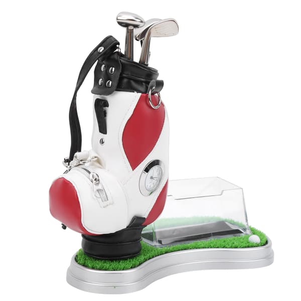 Golfbag penneholder med urkortholder, skrivebordsdekorationssæt, golfgave til golfentusiaster 0.1 0.1