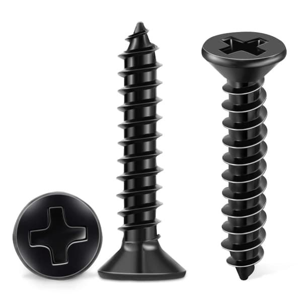 100 pcs Stainless Steel Screws 18-8 A2 Countersunk Head Ph 4 X 20 mm Black Self-Tapping Screws Stainless Black Oxide DIY Wood Screw M4