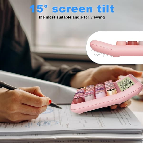 15° Tiltbar Skärm Kalkylator - Rosa - 15.5*13.5*3.5cm - 1 styck