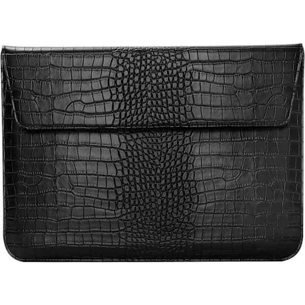 Laptop Sleeve til 14-tommer computer, Krokodilleskindsmønster PU Læder Flip Cover Sleeve Sort[CO]